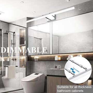 Aipsun 40in Dimmable Modern LED Vanity Lights for Bathroom Light Fixtures Over Mirror Chrome Modern Vanity Lighting(White Light)