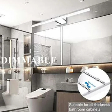 Aipsun 40in Dimmable Modern LED Vanity Lights for Bathroom Light Fixtures Over Mirror Chrome Modern Vanity Lighting(White Light)