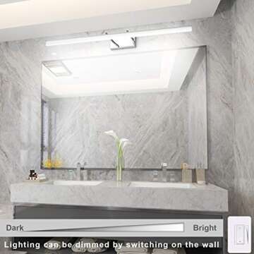 Aipsun 40in Dimmable Modern LED Vanity Lights for Bathroom Light Fixtures Over Mirror Chrome Modern Vanity Lighting(White Light)
