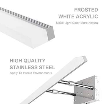 Aipsun 40in Dimmable Modern LED Vanity Lights for Bathroom Light Fixtures Over Mirror Chrome Modern Vanity Lighting(White Light)