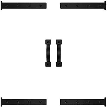 FOHOME Magnetic Decorative Garage Door Accents Faux Hinges Handles Hardware Kit, Black (4 Hinges+2 H...