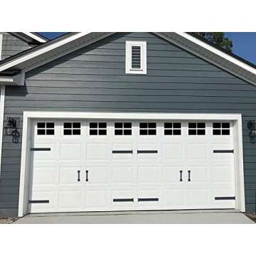 FOHOME Magnetic Decorative Garage Door Accents Faux Hinges Handles Hardware Kit, Black (4 Hinges+2 Handles)