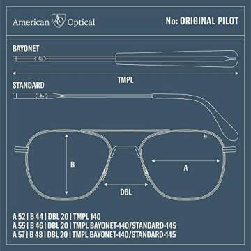AO Original Pilot Sunglasses - Matte Silver - Calobar Green AOLite Nylon Lenses - Bayonet Temple - 52-20-140
