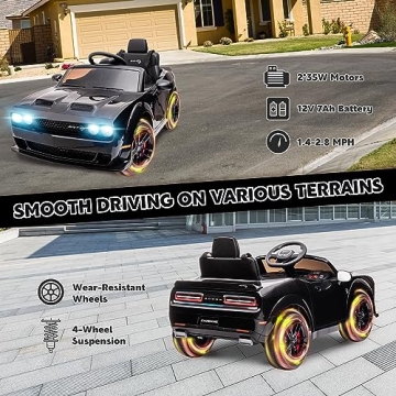 ENYOPRO Kids Electric Dodge Challenger Ride On Car 12V