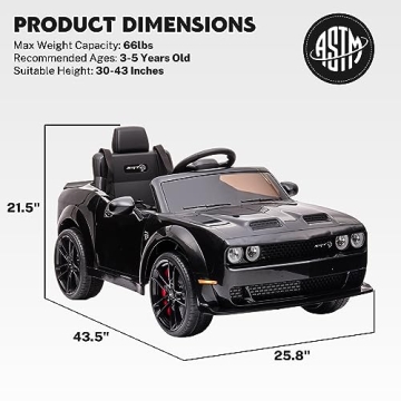 ENYOPRO Kids Electric Dodge Challenger Ride On Car 12V