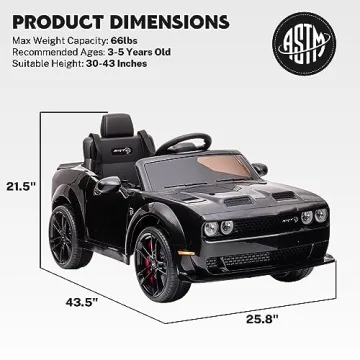 ENYOPRO Kids Electric Dodge Challenger Ride On Car 12V