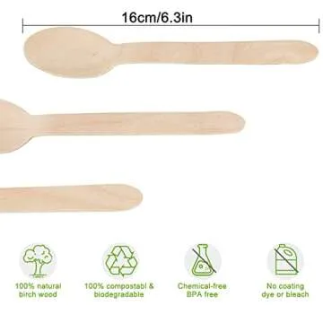 Eco-Friendly 400 Pack Wooden Cutlery Set for Events