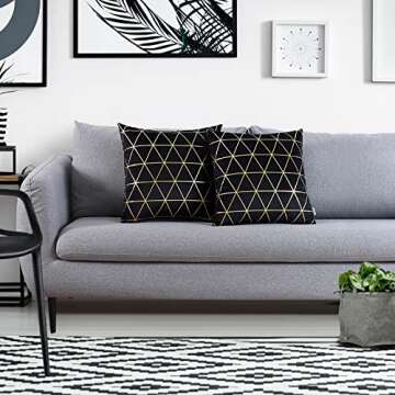 NordECO HOME Pack of 2 Throw Pillow Covers Cases - Square Decorative Cushion Covers for Halloween Sofa Couch Bed Home Decoration, 18 x 18, Black