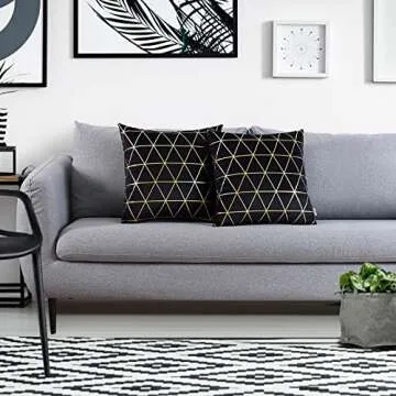 NordECO HOME Pack of 2 Throw Pillow Covers Cases - Square Decorative Cushion Covers for Halloween Sofa Couch Bed Home Decoration, 18 x 18, Black