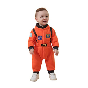 LXKIKMM Baby Toddler Boy Astronaut Costume Space Suit Cosplay Party Jumpsuit Halloween Rompers Orang...