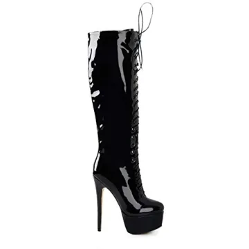 Richealnana Women's Sexy High Heel Lace Up Boots