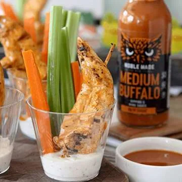 Noble Made Buffalo Sauce, Keto, Gluten Free, Vegan Dipping & Wing Sauce, Low Carb, Dairy Free, Low Calorie, Paleo, Low Sugar, and Whole30 Approved, Medium Buffalo, 12.5 oz (1 Count)