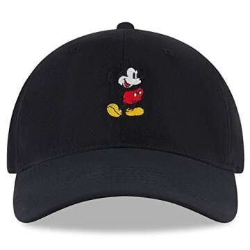 Disney Men's Baseball Cap, Adjustable Mickey Mouse Hat for Adults, One Size