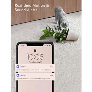 nooie Baby Monitor, WiFi Pet Camera Indoor, 360-degree IP Camera, 1080P Home Security Camera, Motion Tracking, Super IR Night Vision, Works with Alexa, Two-Way Audio, Motion & Sound Detection
