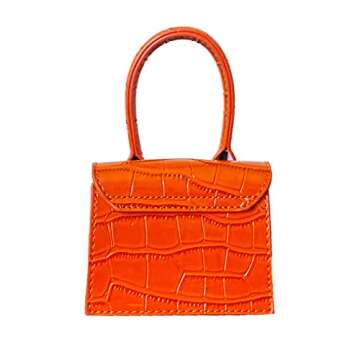 Cute Purse Mini Crossbody Bags for Women Top Handle Clutch Handbag (Orange)