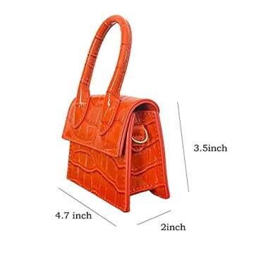 Cute Purse Mini Crossbody Bags for Women Top Handle Clutch Handbag (Orange)