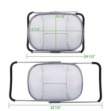 6-Quart Large Over The Sink Colander, 18/8 Stainless Steel Fine Mesh Strainer Basket with Expandable...