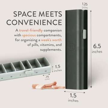 Mimi Medcessories - Pretty Pill Box Set - Stylish & Compact Daily Pill Organizer, Medication Pill Case, Pill Container for Vitamin Management, Pill Holder, Travel Essentials for Women & Men - Steele