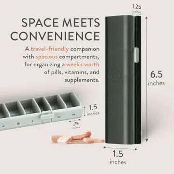 Mimi Medcessories - Pretty Pill Box Set - Stylish & Compact Daily Pill Organizer, Medication Pill Case, Pill Container for Vitamin Management, Pill Holder, Travel Essentials for Women & Men - Steele