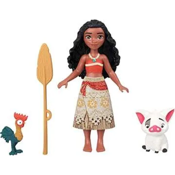 Mattel Disney Princess Moana Small Doll & Boat Playset with Floating Boat Vehicle & 2 Character Friends, from Mattel Disney Movie