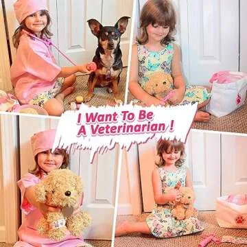 Liberry Doctor Kit for Toddlers 3 4 5 6 Years Old, 26 Pcs Kids Doctor Playset with Dog Toy, Stethoscope and Dress Up Costume, Pretend Play Medical Gift for Girls (Pink)