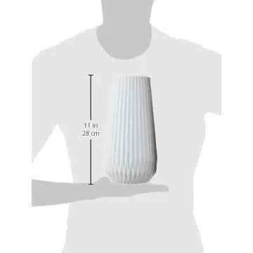 Bloomingville Tall White Fluted Ceramic Vase Online