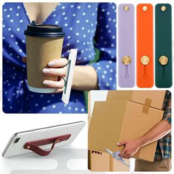 Weewooday 6 Pieces Phone Grip Holder Cell Phone Grip Strap Telescopic Finger Strap Stand Universal Finger Kickstand for Most Smartphones(Bright Colors)