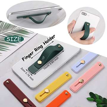 Weewooday 6 Pieces Phone Grip Holder Cell Phone Grip Strap Telescopic Finger Strap Stand Universal Finger Kickstand for Most Smartphones(Bright Colors)