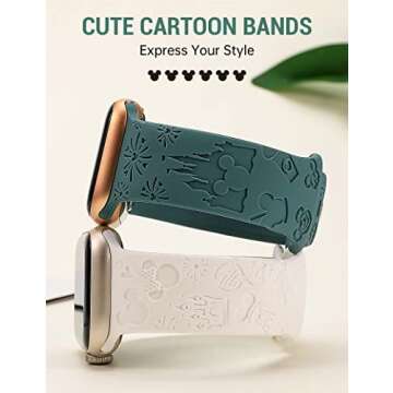 Girovo 2 Packs Cartoon Engraved Bands Compatible with Apple Watch Bands 49mm 46mm 45mm 44mm 42mm Wom...