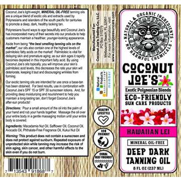 3-PACK Hawaiian Lei Dark Tanning Oil | Coconut Joe's, 8 oz, Chemical-Free