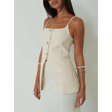 Yousify Women's Spaghetti Strap Summer Blazer Vest