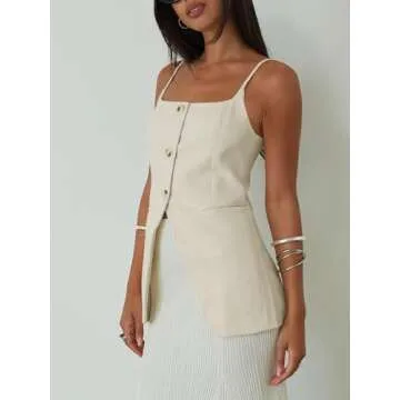 Yousify Women's Spaghetti Strap Summer Blazer Vest