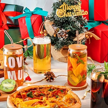 Combler 16 oz Drinking Glasses with Lids and Straws