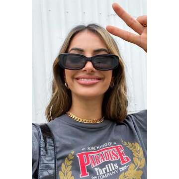 ADE WU Rectangle Sunglasses for Women Men Retro 90s Sunglasses Womens Trendy Rectangular Sun Glasses...