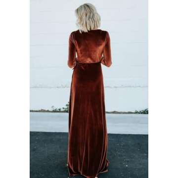 Loyeloy Women's Black V Neck Wrap Long Sleeves Bridesmaid Dresses for Women Self Tie Simple Aline Maxi Velvet Dress Formal Party Dress with Pockets 20 Plus Size