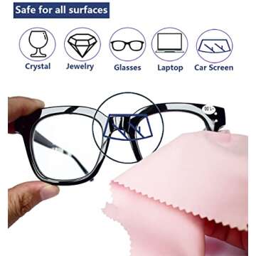 LIJUST Glasses Cleaner Cloth - Microfiber Cloth for Eyeglasses, Lenses, Cameras, Screens, Cell Phone, LCD TV Screens and More - 6"x7" (Pink, 12 Pack)