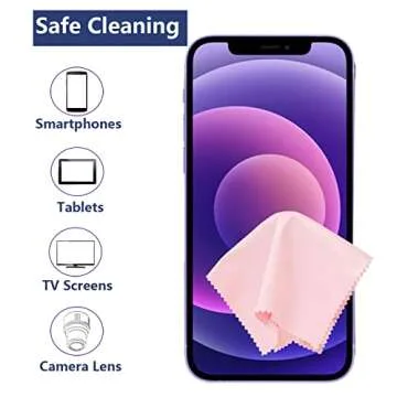 LIJUST Glasses Cleaner Cloth - Microfiber Cloth for Eyeglasses, Lenses, Cameras, Screens, Cell Phone, LCD TV Screens and More - 6"x7" (Pink, 12 Pack)
