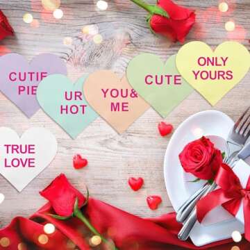 Nuanchu 200 Pcs Conversation Hearts Napkins for Valentine's Day Decorations Heart Shaped Paper Napkins Heart Disposable Beverage Cocktail Napkins for Valentine Dinner Wedding Holiday Party Gift Decor