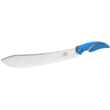CUDA 10" Butcher Saltwater Wide Blade Oversized Backbone Titanium Bonded Corrosion Resistant Stainless Steel Fish Knife with Non-Slip Scale Pattern Grip, Blue