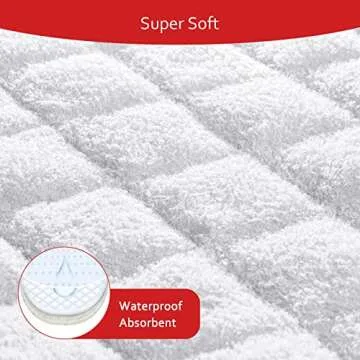 Moonsea Quilted Thicker Changing Pad Liner 3 Pack Waterproof, Fit for Changing Pad Liners are Warm On a Baby's Back Non-Slip Design Reusable Pads Machine Washable, White