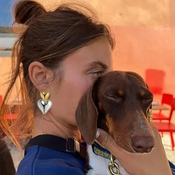 Heart Drop Earrings in Gold Silver for Women Fashion