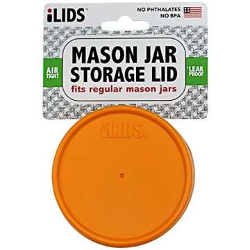 iLIDS Mason Jar Storage Lid, Regular Mouth, Orange, Pack of 2