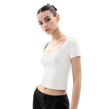 PUMIEY Women’s Short Sleeve Slim Fit Scoop Neck T-Shirt