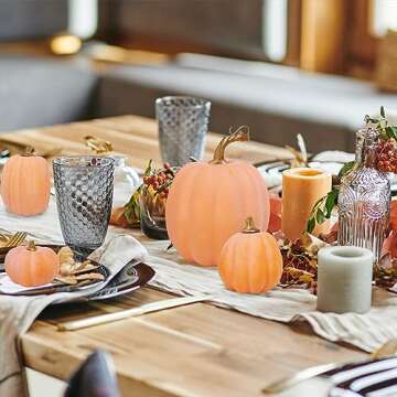 Winlyn 10 Pcs Assorted Artificial Orange Pumpkins Decorative Pumpkins Faux Light Orange Pumpkins Foam Pumpkins for Fall Harvest Autumn Wedding Thanksgiving Halloween Table Centerpiece Mantel Décor