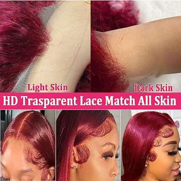 MUPRETTY 30Inch Lace Front Human Hair Wig in Burgundy