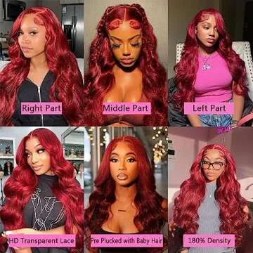 MUPRETTY 30Inch Lace Front Human Hair Wig in Burgundy