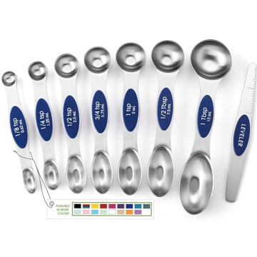 Spring Chef Stainless Steel Magnetic Measuring Spoons Set of 8 with Leveler, Heavy Duty Teaspoon & T...
