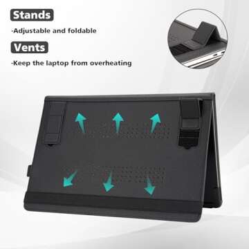 TYTX Compatible with MacBook Pro Case 13 Inch, PU Leather MacBook Case fits for 2016-2024 Model M2 A2338 M1 A2251 A2289 A2159 A1989 A1708 A1706, 13" Laptop Case with Vents and Stand Function, Black