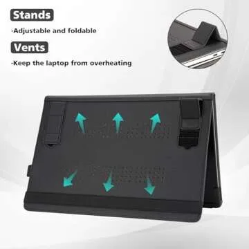 TYTX Compatible with MacBook Pro Case 13 Inch, PU Leather MacBook Case fits for 2016-2024 Model M2 A2338 M1 A2251 A2289 A2159 A1989 A1708 A1706, 13" Laptop Case with Vents and Stand Function, Black