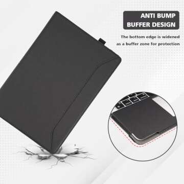 TYTX Compatible with MacBook Pro Case 13 Inch, PU Leather MacBook Case fits for 2016-2024 Model M2 A2338 M1 A2251 A2289 A2159 A1989 A1708 A1706, 13" Laptop Case with Vents and Stand Function, Black